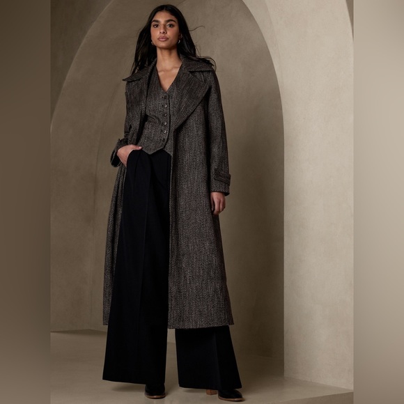 Banana Republic Kit Tweed Trench Coat And Vest - Size 8